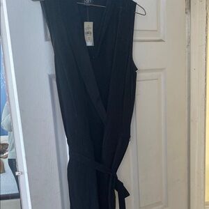 LOFT Black Sleeveless Jumpsuit with V-Neck
